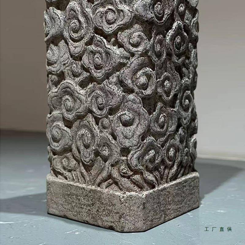 石雕祥庭云柱仿古古建石雕刻中石柱石花架花F99MHJ85青台柱盆景架