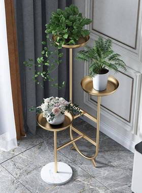 代轻奢室内客厅饰装54545花架阳台简现约绿萝兰多落地花层盆铁艺