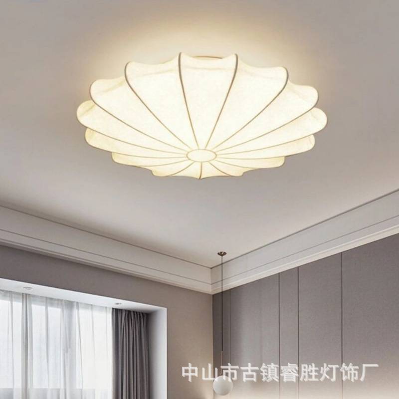 LED卧室灯吸顶灯蚕丝欧式现代简约灯饰田园创意个性圆形房间灯具