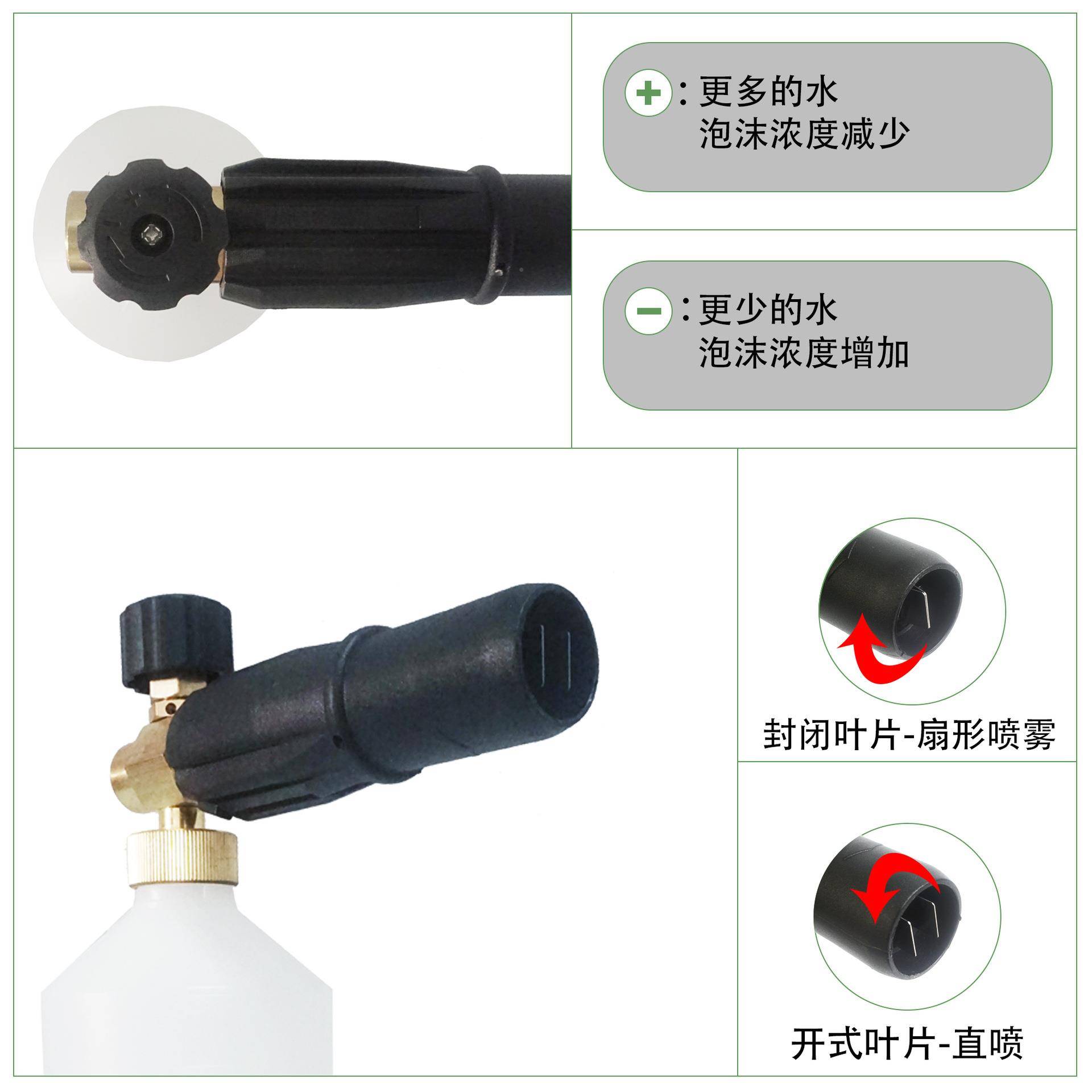 跨境电商4高压清洗机可调节扇喷形MO101沫壶洗车雪泡壶外1泡/接头