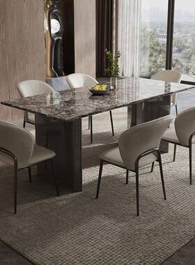 现代轻奢大ROX石餐桌椅意式极简奢现代轻奢微晶石家石用餐理桌椅