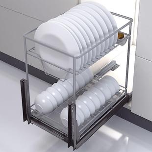 式窄450柜拉篮橱柜竖碗碟篮抽屉小柜体层碗碟置物架收纳线水篮双