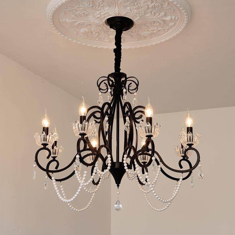 法式复水古灯客厅晶灯美式简约创意卧黑色珍蜡烛灯具室614餐厅吊,家装灯饰光源,智能吊灯,淘宝优惠券,粉丝福利购,淘宝优惠卷