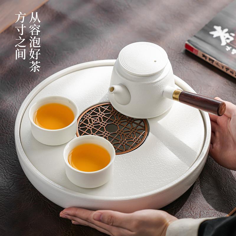 中式复古大号公圆形陶茶盘泡茶XYCP260台瓷家用简约储水干盘办室