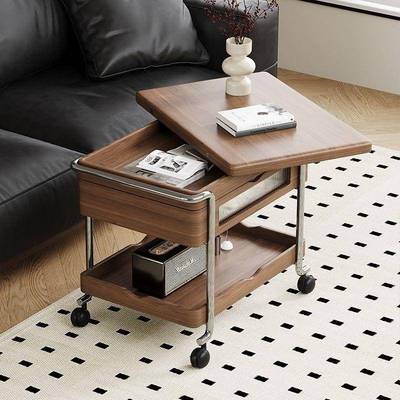 中小推车客厅可移带动折叠可移动小OZJ推桌古升降茶轮几边几