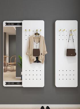 ft全入户门口镜子洞洞板穿闭挡衣镜挂衣架一体推拉遮可关暗藏PGD