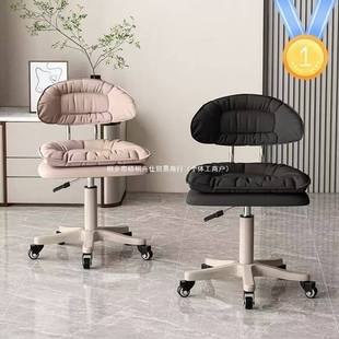 舟仕新款家用矮凳带娃儿童软包靠背椅子静音轮动滑轮凳餐椅美甲椅