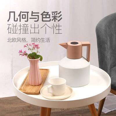 Geometric轻奢不锈钢304双层真空保温壶大容量热水壶高颜值暖水瓶