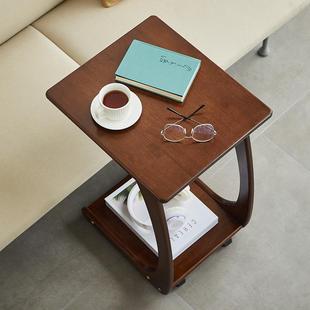 木移动实边22 27几茶几带轮小桌客厅沙发边柜侧边桌柜推车床头