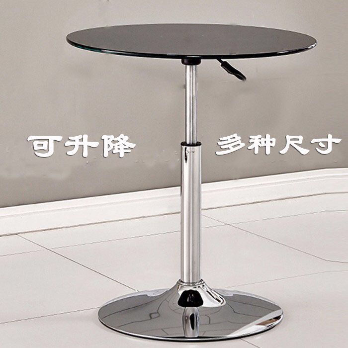 钢化玻璃升降小圆桌圆形茶几圆展会洽谈桌活动桌休闲酒吧圆桌子厂