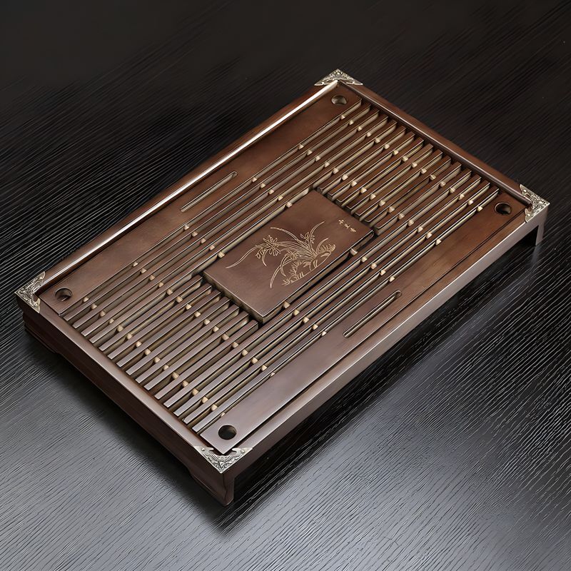 茶盘托盘家用泡茶茶具沥水盘抽屉式储水排水两用小型茶托木质茶台