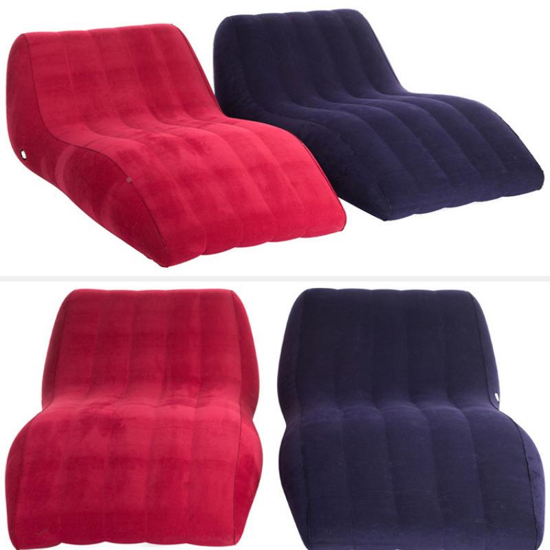 加12大加充长款懒人沙发S型带发扶手植绒气沙发床椅沙充气躺椅包