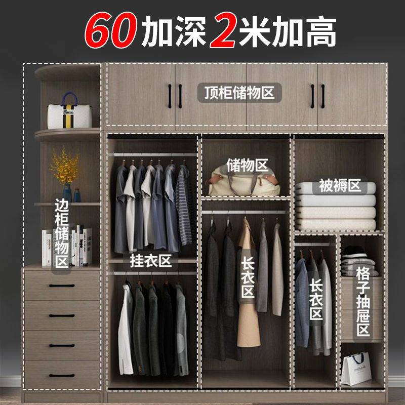 衣柜家用卧室简易组装出租房用大衣柜推拉门储物柜大容量网红衣橱