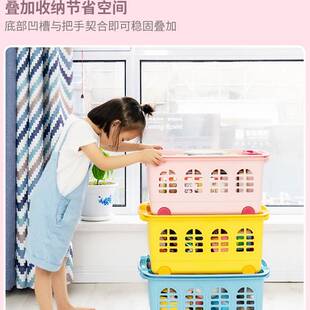 爱丽思玩具收纳箱大容量整理筐塑料儿童收纳盒家用带轮推车置物架
