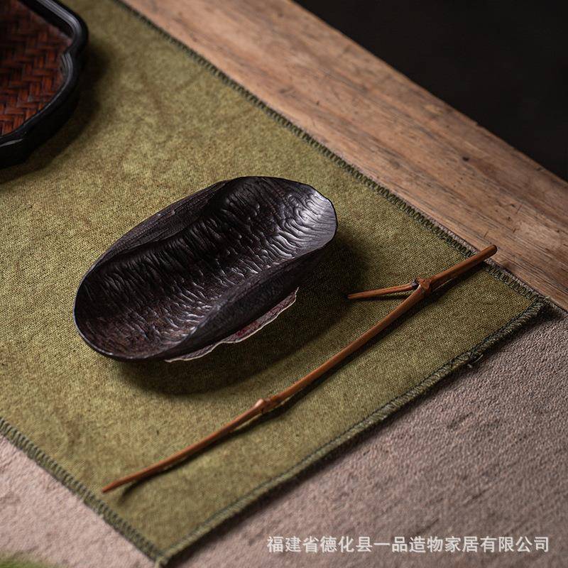 紫光荷茶则茶拨两件套手作实茶UON赏茶器茶勺六君木子檀茶道配件