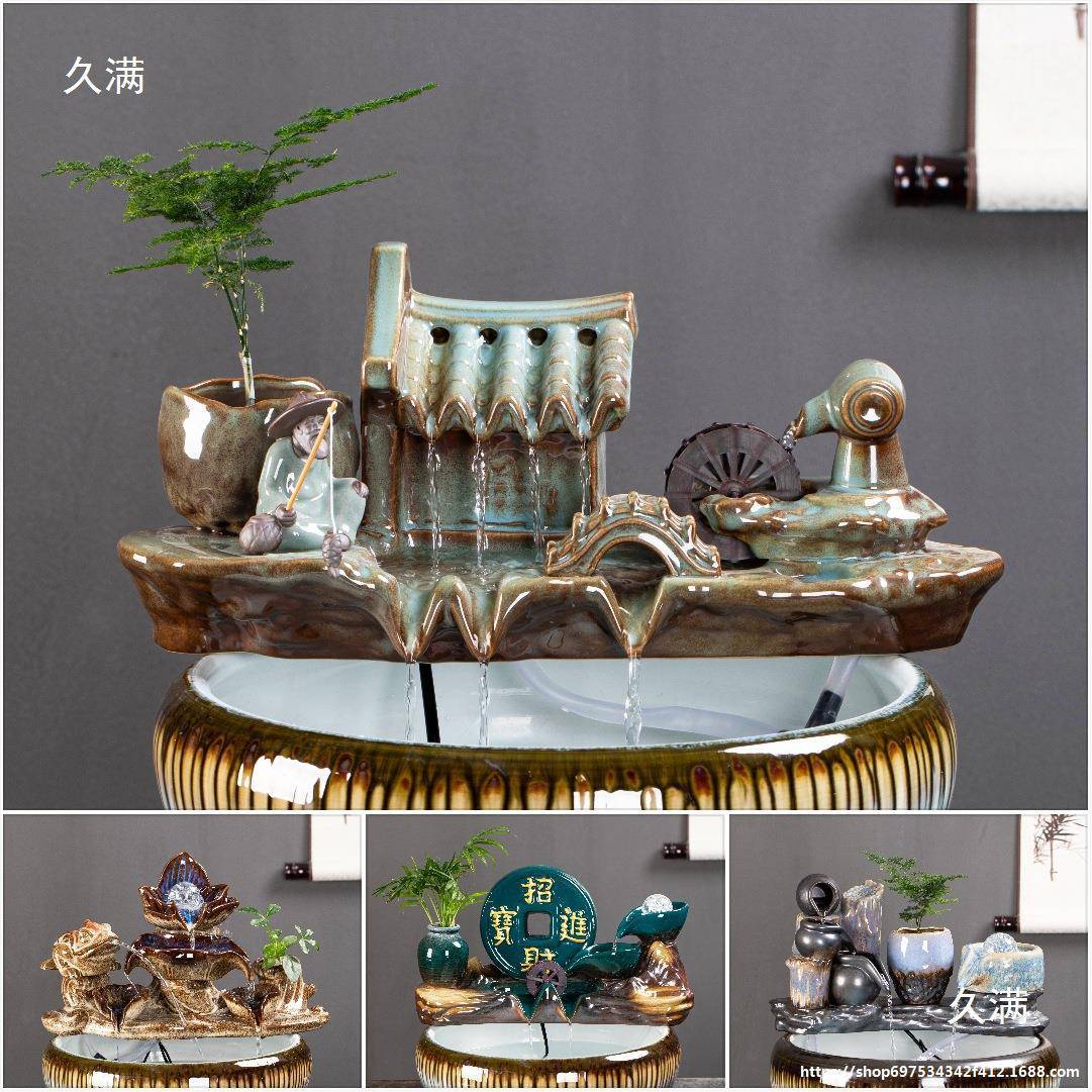 鱼缸鱼池鱼盆喷泉流水器水缸景观瀑布摆件造景循环水过滤装饰配件