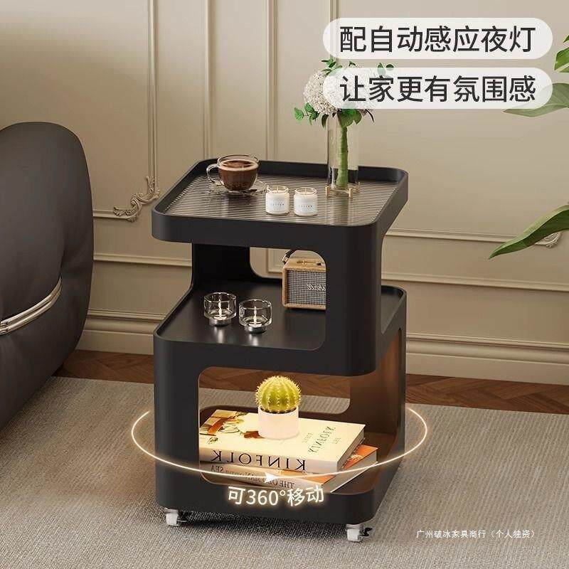 铁艺头边几可移动境发边柜无钢化玻璃床柜轻奢简约现沙代跨茶几客