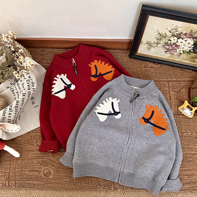 【粉红粉丝专享】【顾奈】 6911 撞色小马开衫 撞色时尚毛衣