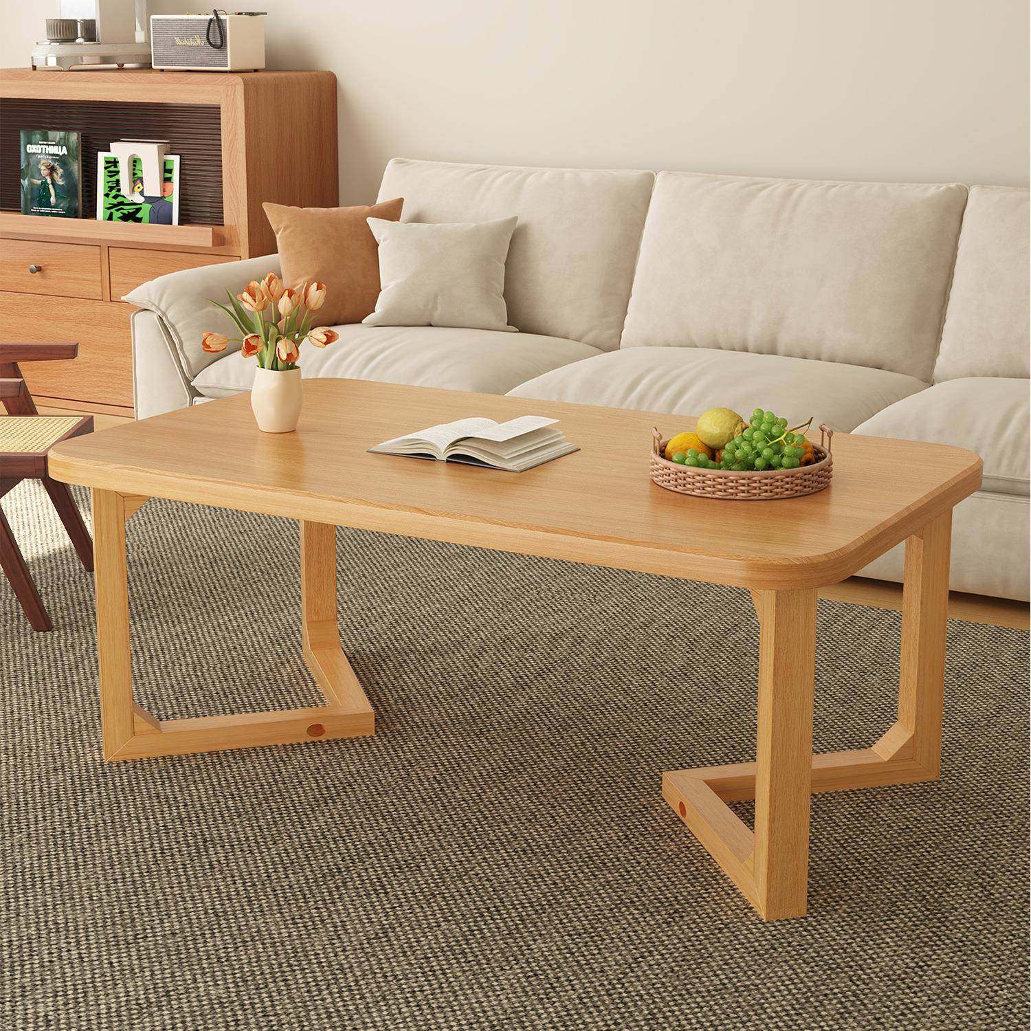 茶几客厅家用小户型实木腿简易茶桌新款高端办公室桌子客厅卧室