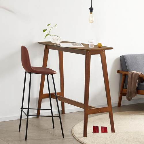 吧台桌实木高脚桌子家用吧台圆桌创意简约组合靠墙长条酒简易