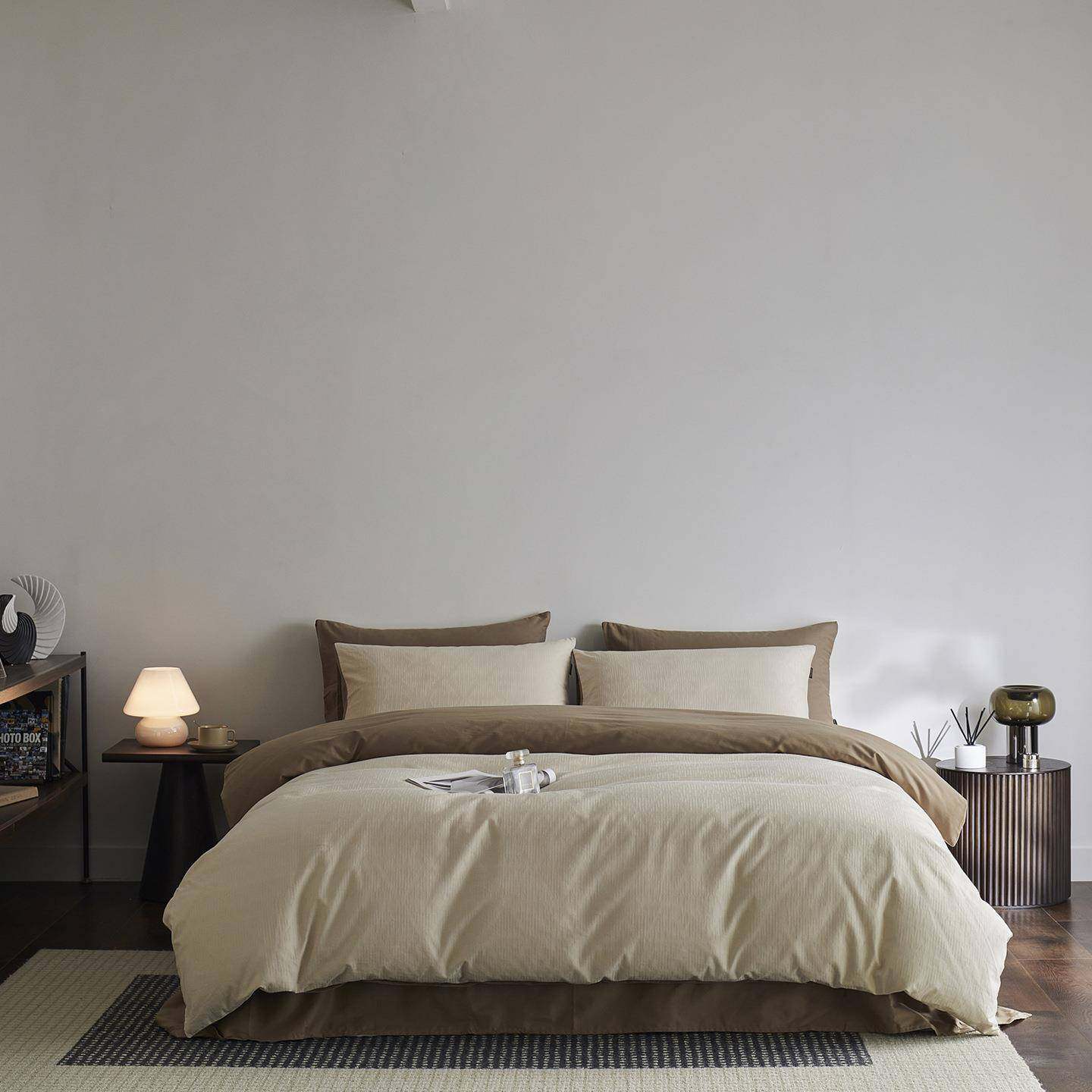 秋冬加厚纯棉提花100S素色磨毛四件套A类全棉纯色被套床单床品