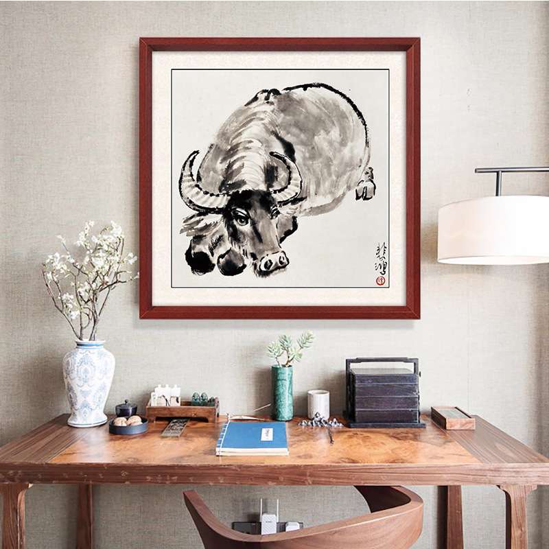 徐悲鸿十二生肖装饰画鼠牛虎兔龙蛇马羊鸡挂画新中式客厅餐厅背景图片