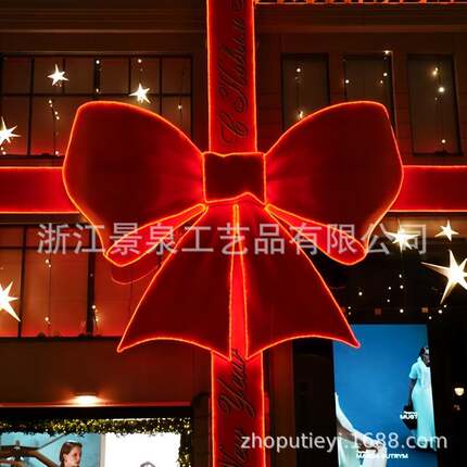 2025年圣诞节大型蝴蝶结灯光造型灯光节商场美陈墙体装饰led灯