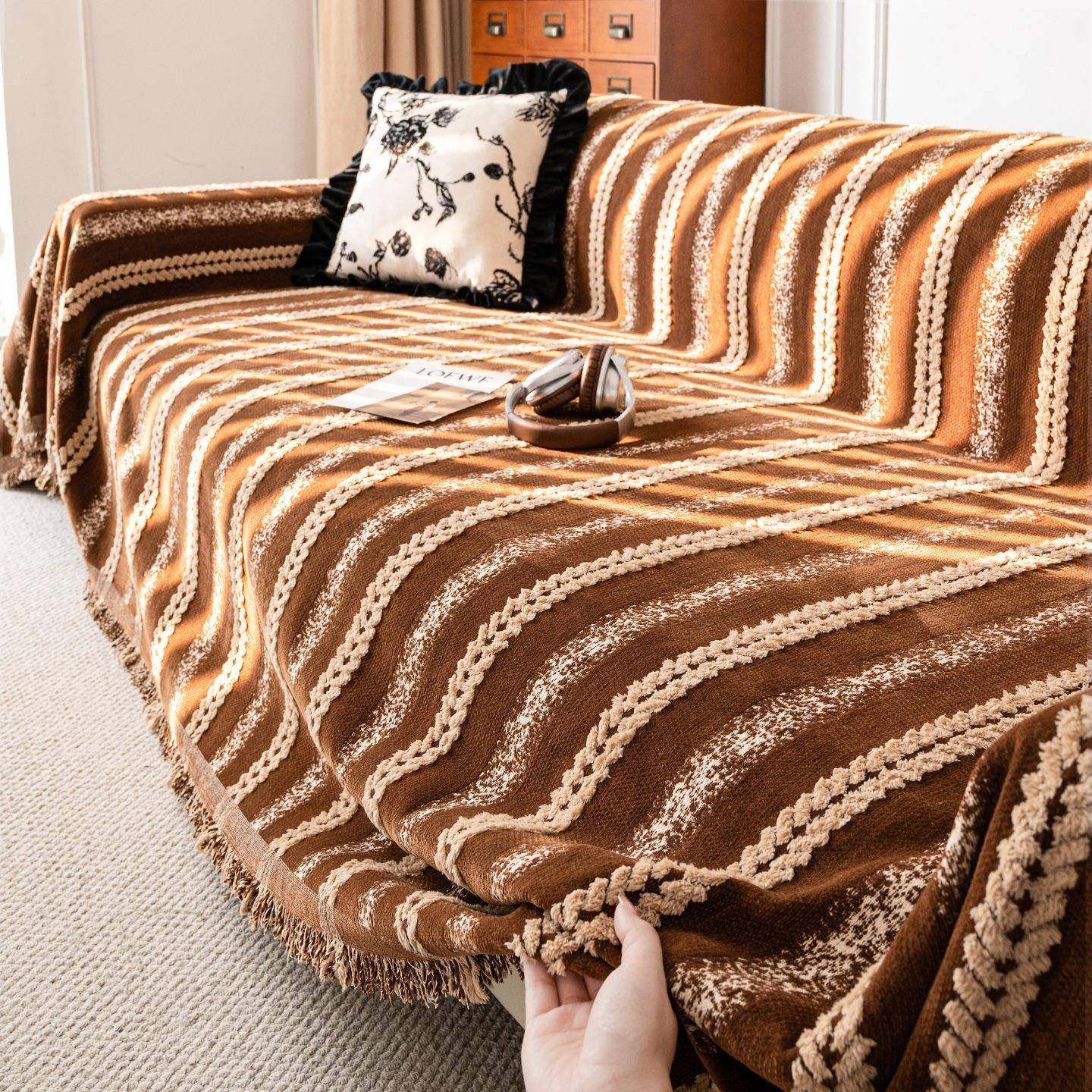 中古风雪尼尔沙发盖布四季通用2025新款沙发巾一整张全盖防滑套罩,3C数码配件,其它配件,淘宝优惠券,粉丝福利购,淘宝优惠卷