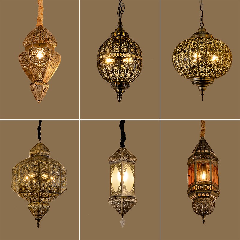 东南亚风格吊灯复古铁艺摩洛哥新疆酒吧H餐厅客厅茶室泰式民宿灯
