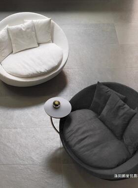 设计师创意圆形奢旋转单弧厅人椅小户型客阳KMW台休闲轻懒人沙发