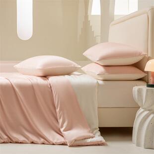 裸睡100天夏丝四套莱件赛尔纤维被套天丝季凉感冰丝纯床K240221色