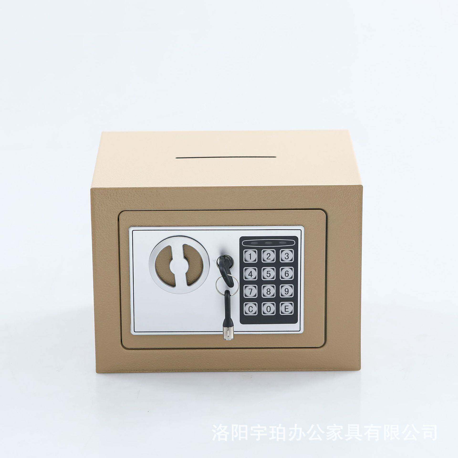 保柜17E钢家用小型保箱迷险你入黑色-投墙全电子密码投币存钱罐保