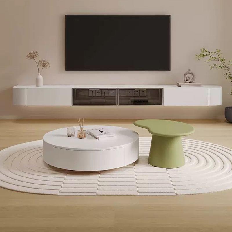 家奶油果圆形茶几电视柜43843组合小户型现厅代客简约用轻腰奢大