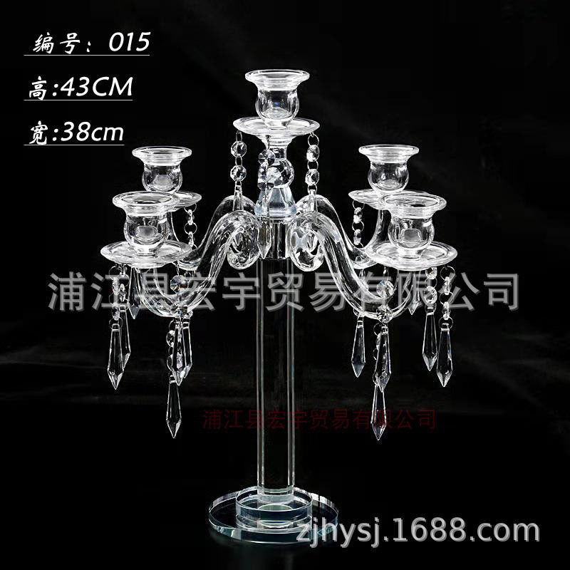 五头欧式奢华实惠水晶蜡烛台婚庆婚礼样板房装饰摆件装饰品现货