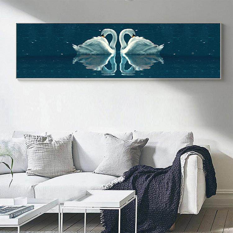 欧式天鹅湖温简馨主卧卧床头装MY-H0114饰画客厅美简欧沙发室背景