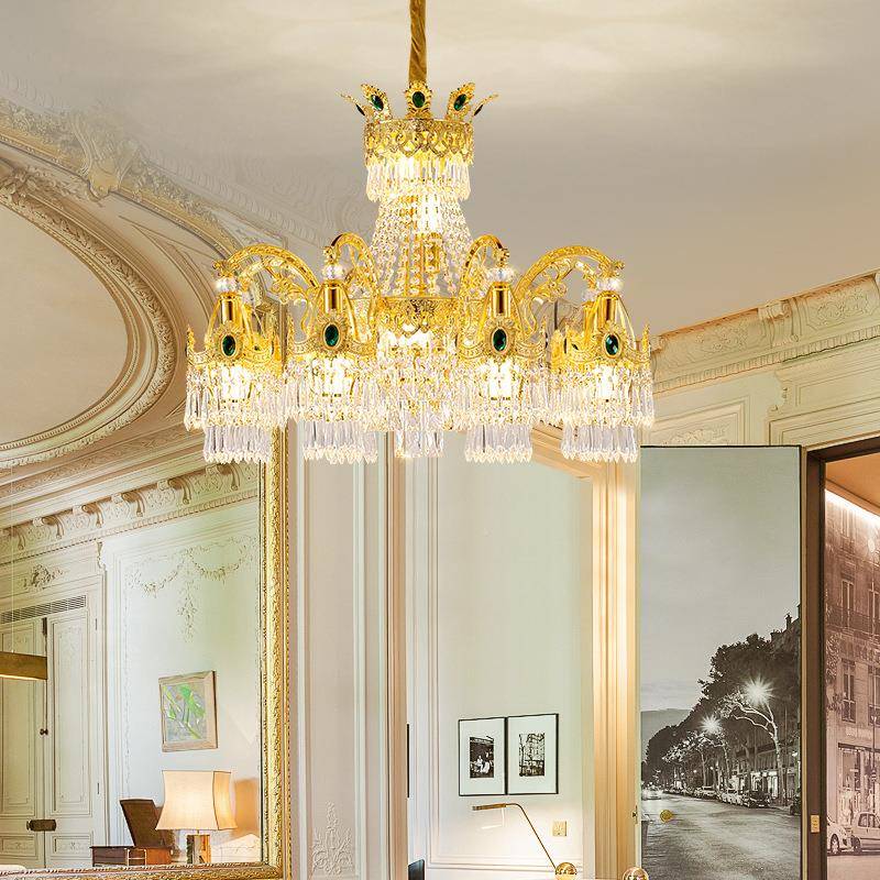 法式复古客吊厅水晶灯欧灯式别墅复759厅式楼挑高大客厅餐高档豪