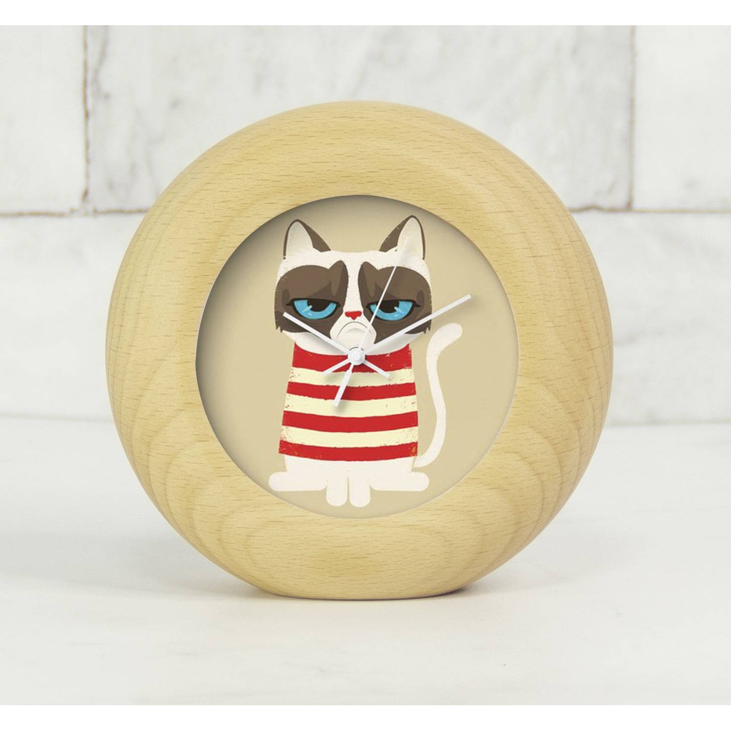 个性化钟面圆形木质闹钟创意实木懒人方形闹钟小夜灯静音贪睡闹钟