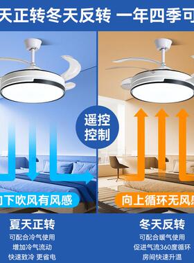 e风扇灯l简约设计隐形d风扇589灯客厅多功风扇吊灯家用餐厅吊扇能