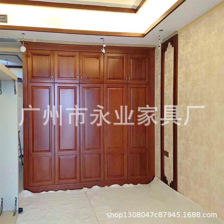 新中式实广木衣柜全010屋体衣帽间原木柜子工州家具厂新中式整衣
