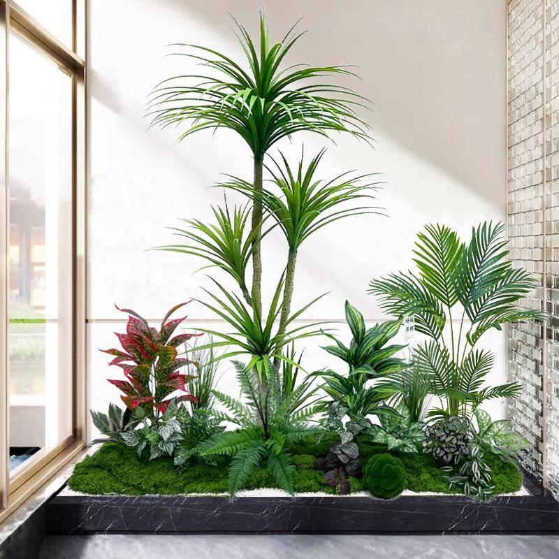 仿真植绿造景物造景景阳台景观造布置室内楼梯下假花树装饰仿生植