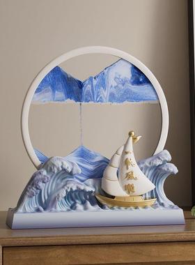 创意风破浪流品沙画摆件客厅电视柜酒柜办室公乘艺XVZ术沙漏装饰