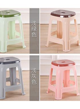 加厚塑凳子凳熟胶椅子成人HDN家用客厅餐桌凳高凳方凳简约浴板室