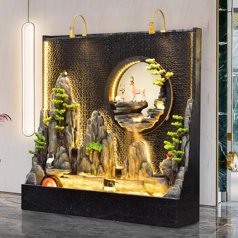 大型水幕墙流水屏风庭隔断景观室外摆院花园院子水假景山NDU喷泉