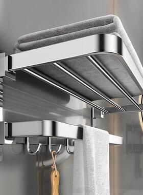 304不酒锈钢双折挂叠卫生间浴巾HUM架室浴置物架店厕所毛巾架收纳
