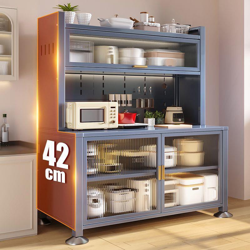 多能厨房功置架地多层餐边柜储物柜收落纳柜碗柜橱柜微物波XMV炉