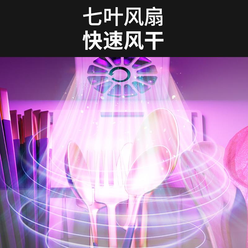 挂式免打孔筷子筒外线消毒风DF179餐干带盖壁防尘塑料筷子笼具紫