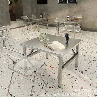 不锈户钢折摆桌子餐桌叠外吃饭桌子摊桌家用小户型简易写字xbs2ED