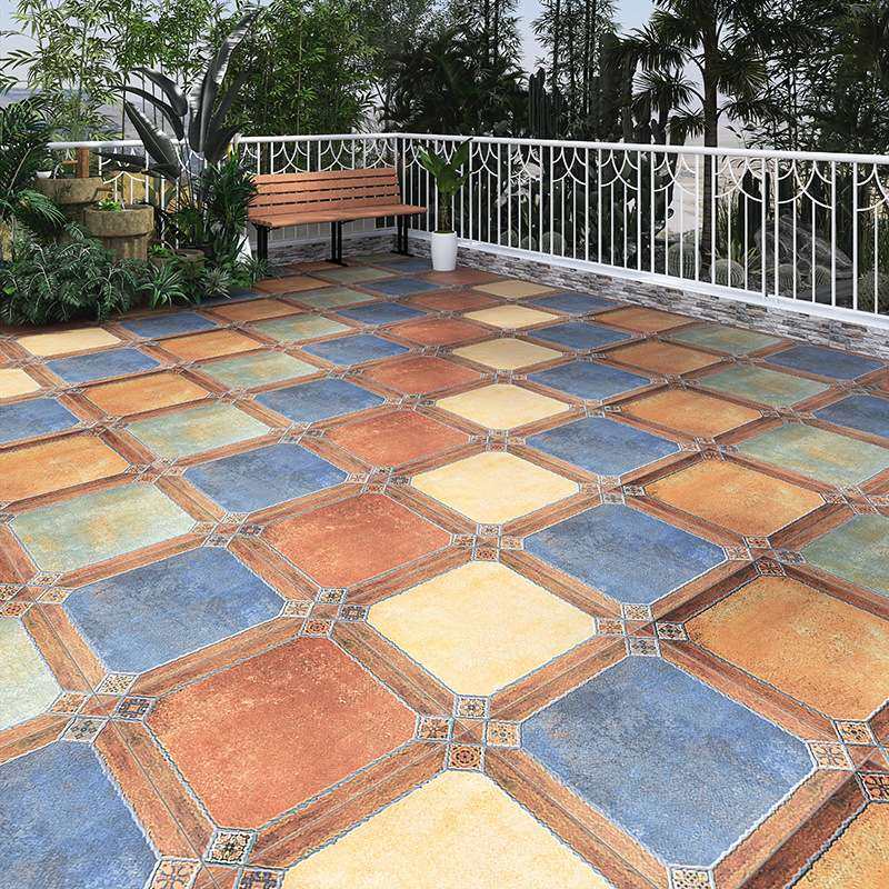 带角花田园仿古砖600x600室内复古客厅地砖户外阳台庭院防滑瓷