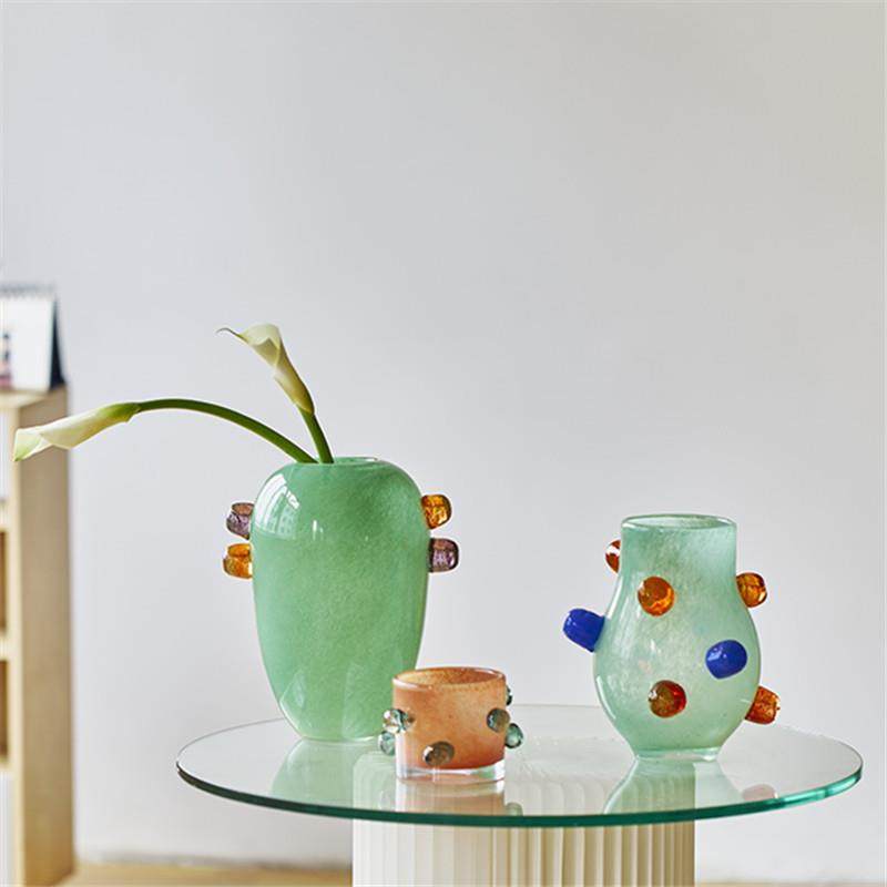 创意多巴胺色系彩点玻璃花瓶鲜花干花台面烛台软装餐桌插花装饰品,乐器/吉他/钢琴/配件,其它乐器配件,淘宝优惠券,粉丝福利购,淘宝优惠卷