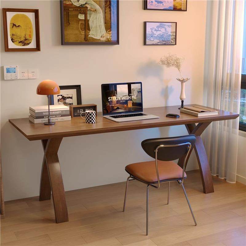 实木书桌学习桌阅读写字桌家用长条工作台书房办公桌卧室学习桌